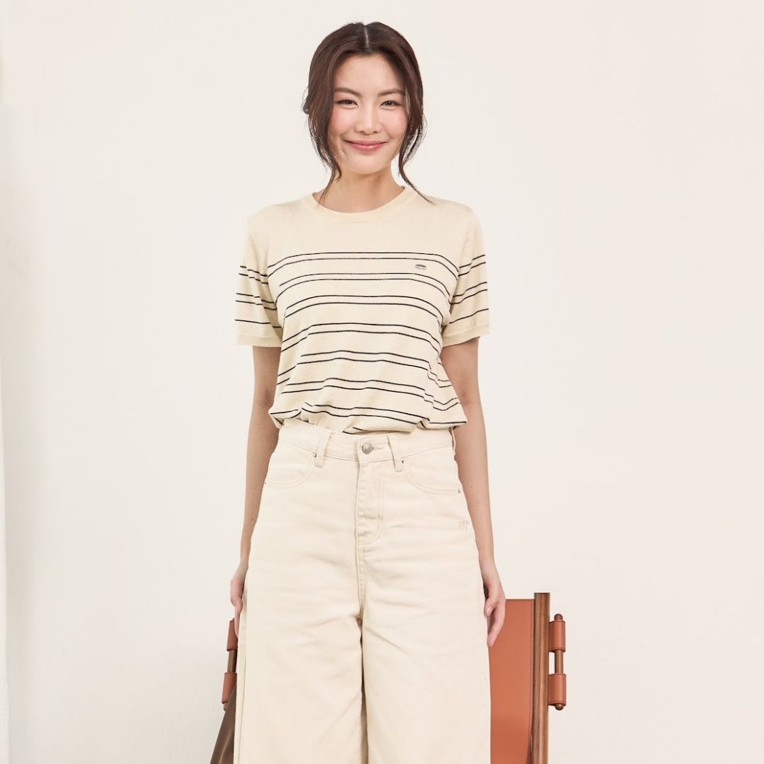 avocado - Linelie knit tops เสื้อยืดแขนสั้นลายทาง เนื้อผ้าไหมพรมเนียนนุ่ม I มี 3 ไซส์