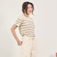 avocado - Linelie knit tops เสื้อยืดแขนสั้นลายทาง เนื้อผ้าไหมพรมเนียนนุ่ม I มี 3 ไซส์