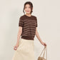avocado - Linelie knit tops เสื้อยืดแขนสั้นลายทาง เนื้อผ้าไหมพรมเนียนนุ่ม I มี 3 ไซส์