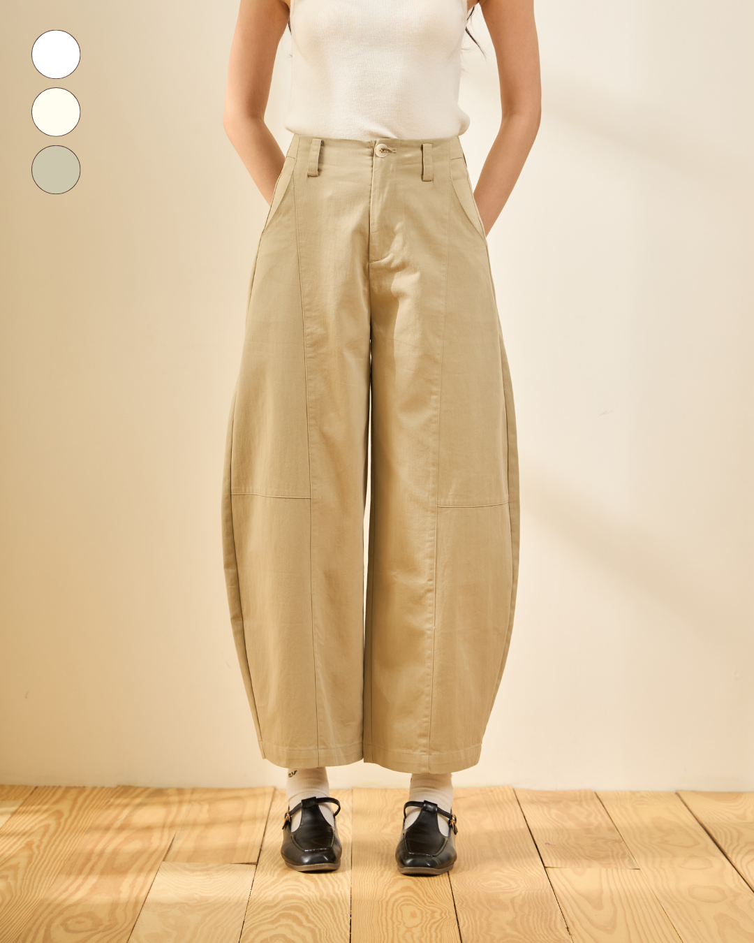 avocado - Essence Trousers กางเกงทรงบาเรล เนื้อผ้า Cotton 100%