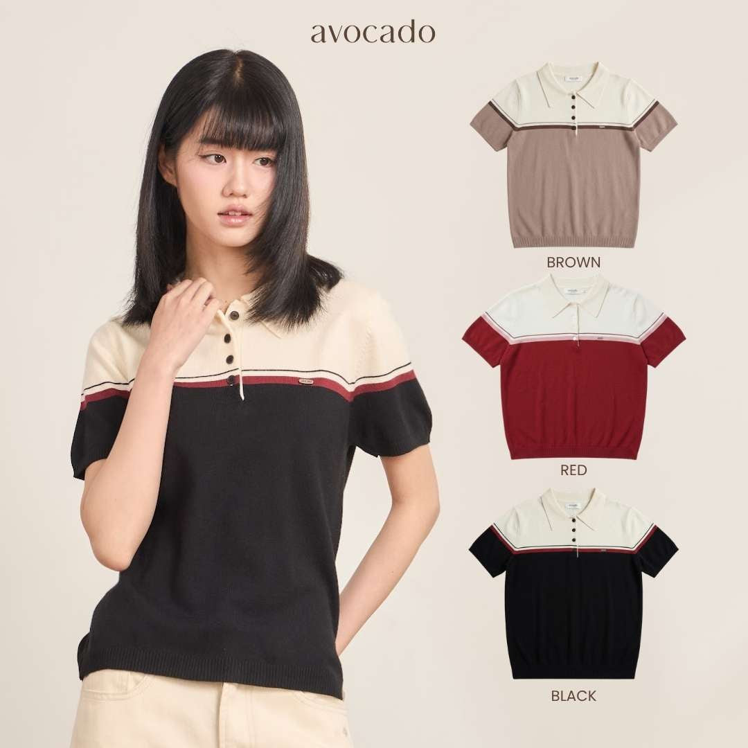 avocado -  Lira Knit Polo เสื้อโปโลคอกระดุมทูโทน