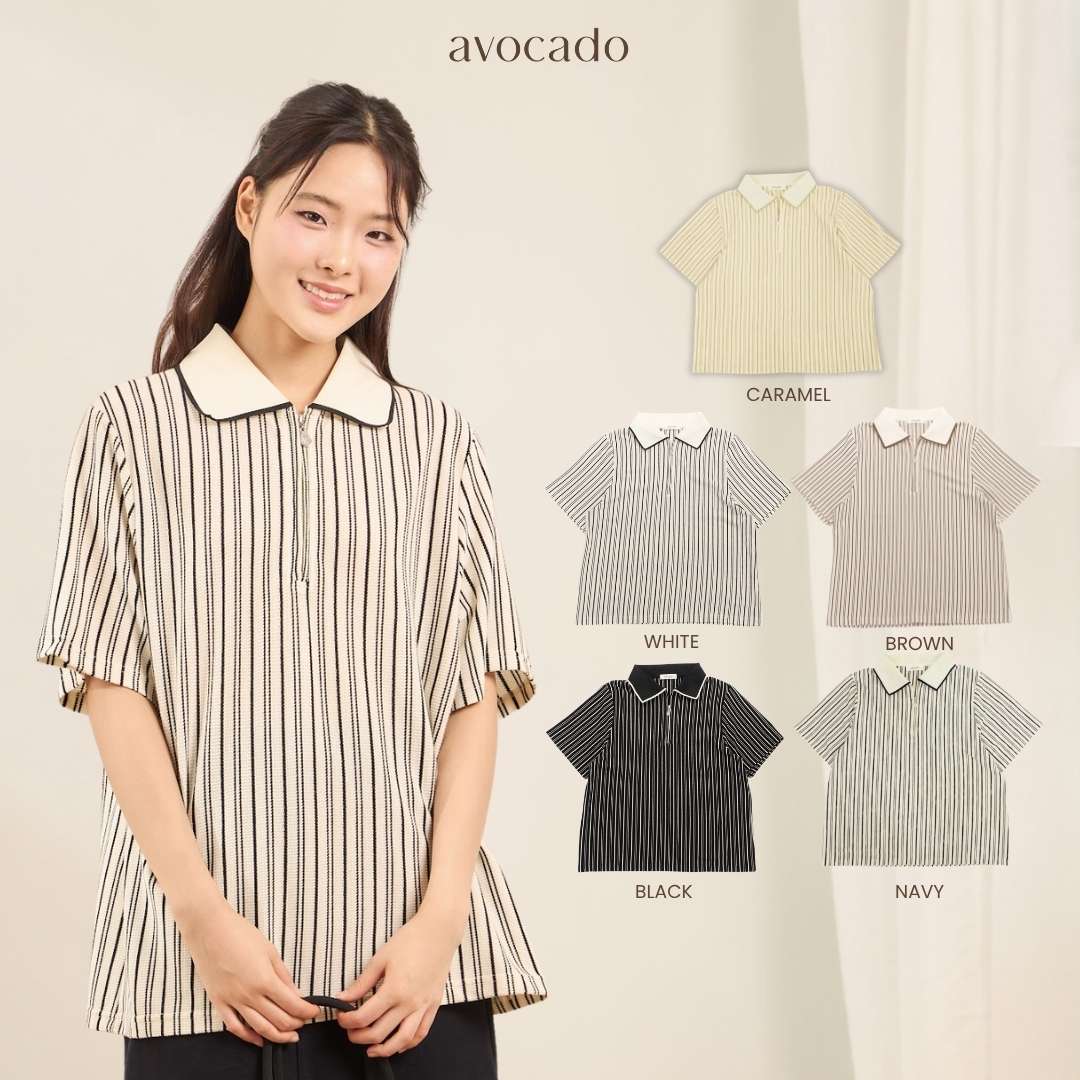avocado - Harchi Zip Polo เสื้อโปโลผ้าใส่สบาย แต่งดีเทลซิป