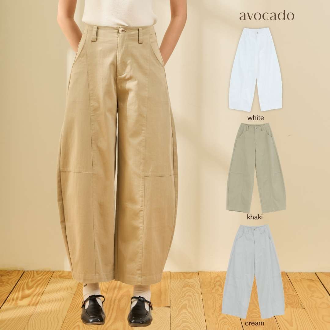 avocado - Essence Trousers กางเกงทรงบาเรล เนื้อผ้า Cotton 100%