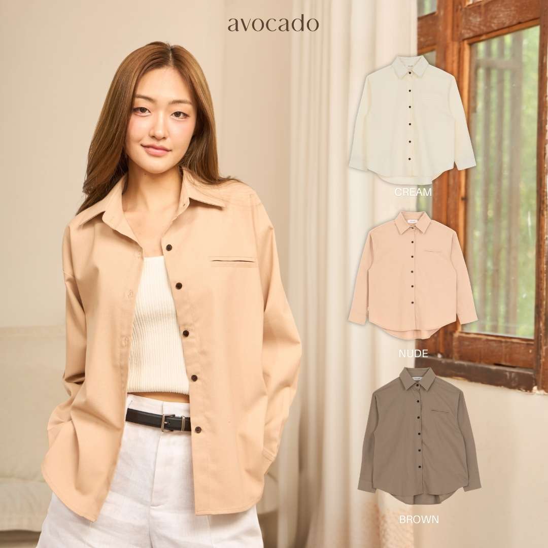 avocado - Kilny Oversize Shirt เสื้อเชิ้ตแขนยาวลินินผสม ใส่สบาย เนื้อผ้าเบา ๆ