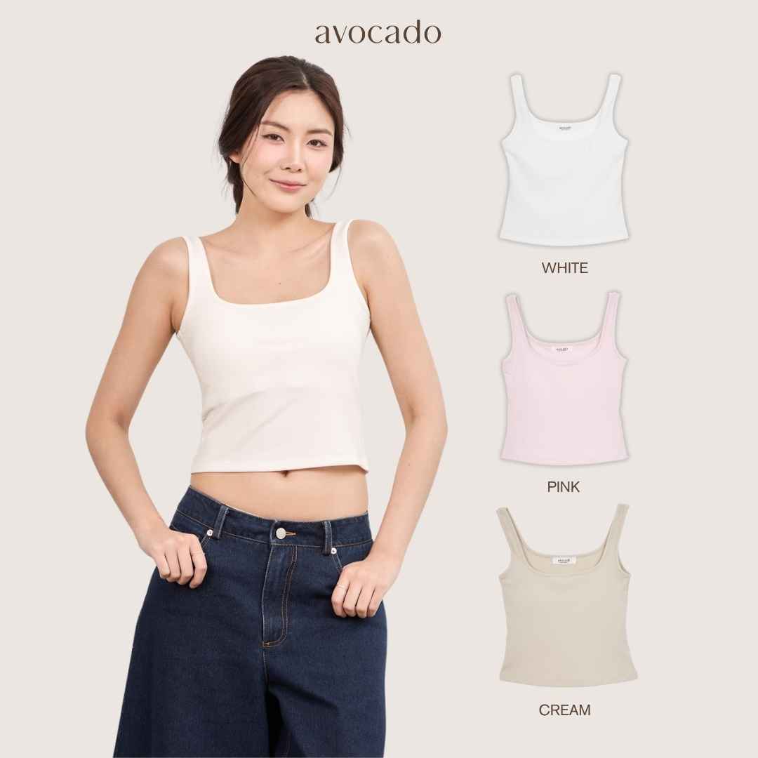 avocado - Abby Bra Tops เสื้อกล้ามคอเหลี่ยม มีบราในตัว ผ้านุ่ม ลื่น ใส่สบาย