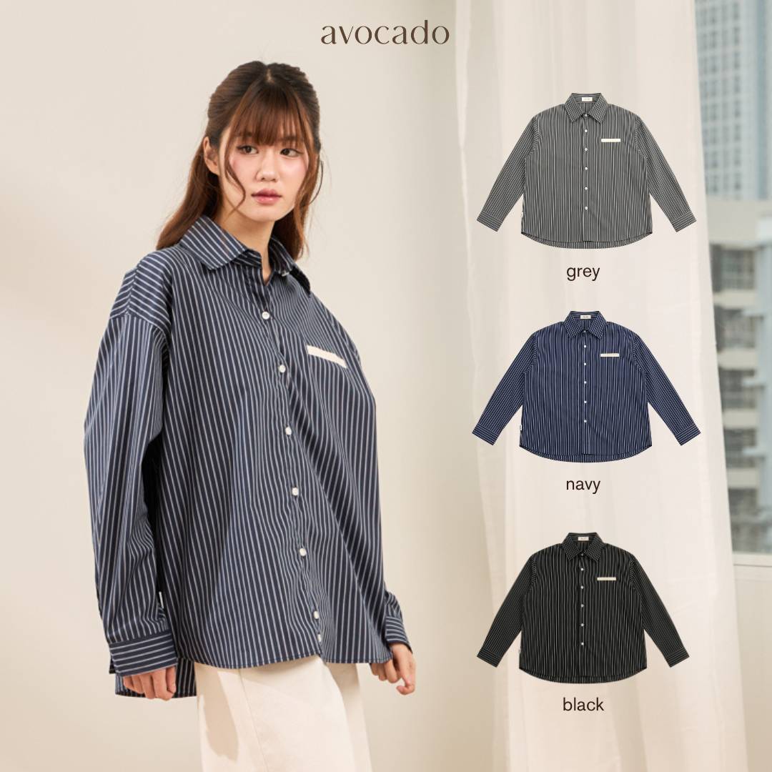 avocado - Morrow Overshirt เสื้อเชิ้ตลายทางทรง Oversize เนื้อผ้า Cotton ผสม