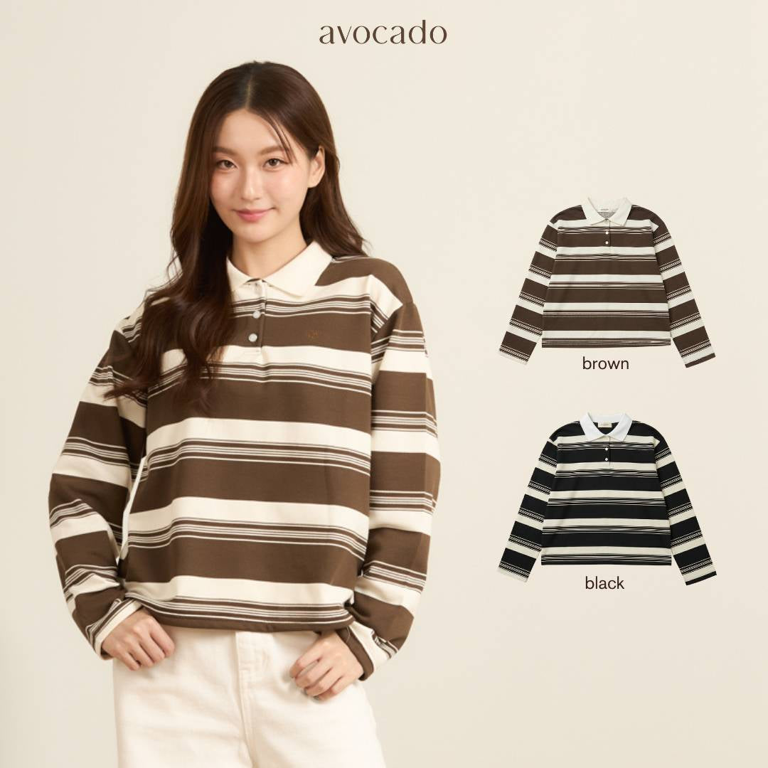 avocado - Greenville Sweater เสื้อสเวตเตอร์คอปก ลายทาง ผ้านุ่ม