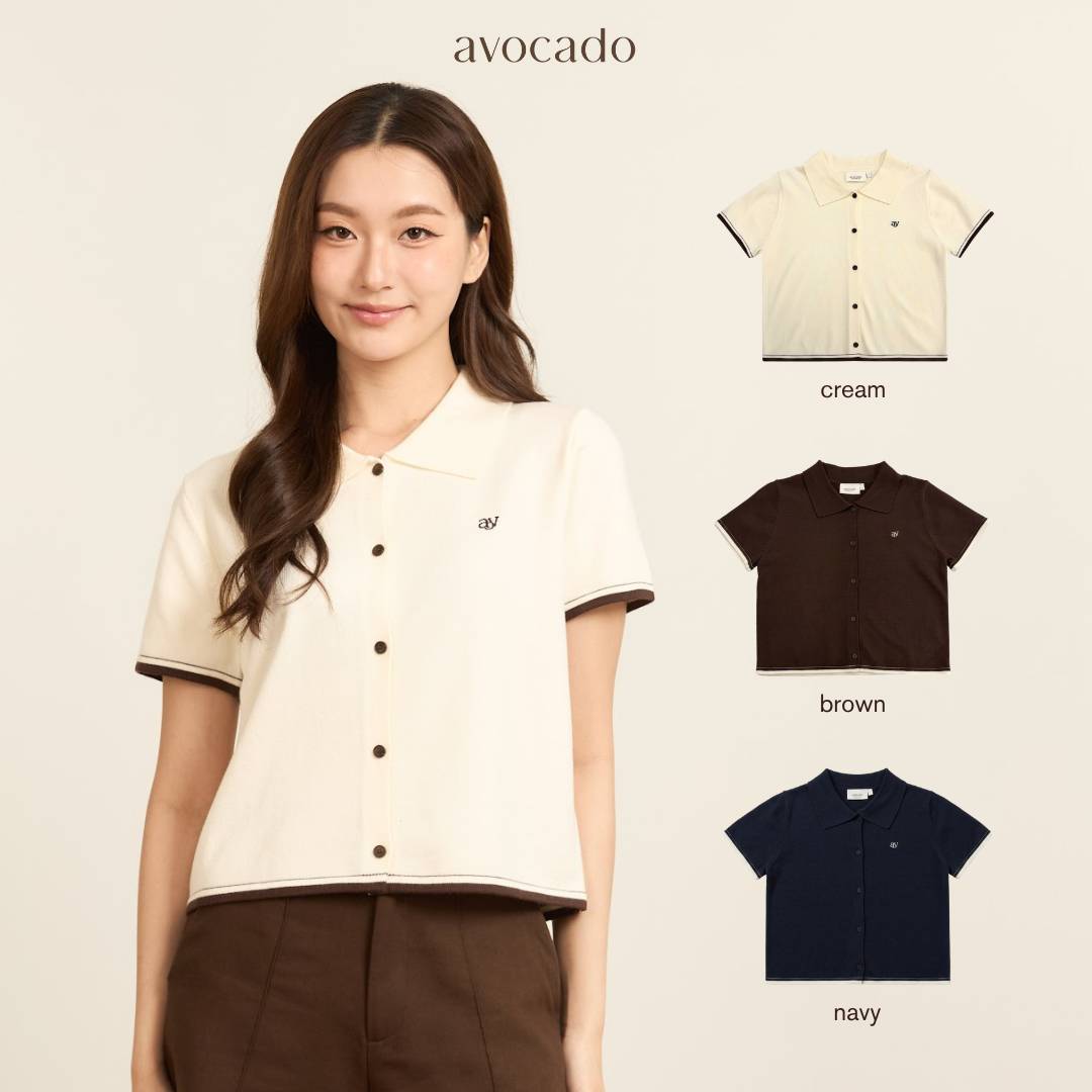 avocado - Airy-ann Crop Polo เสื้อโปโลครอปทูโทน