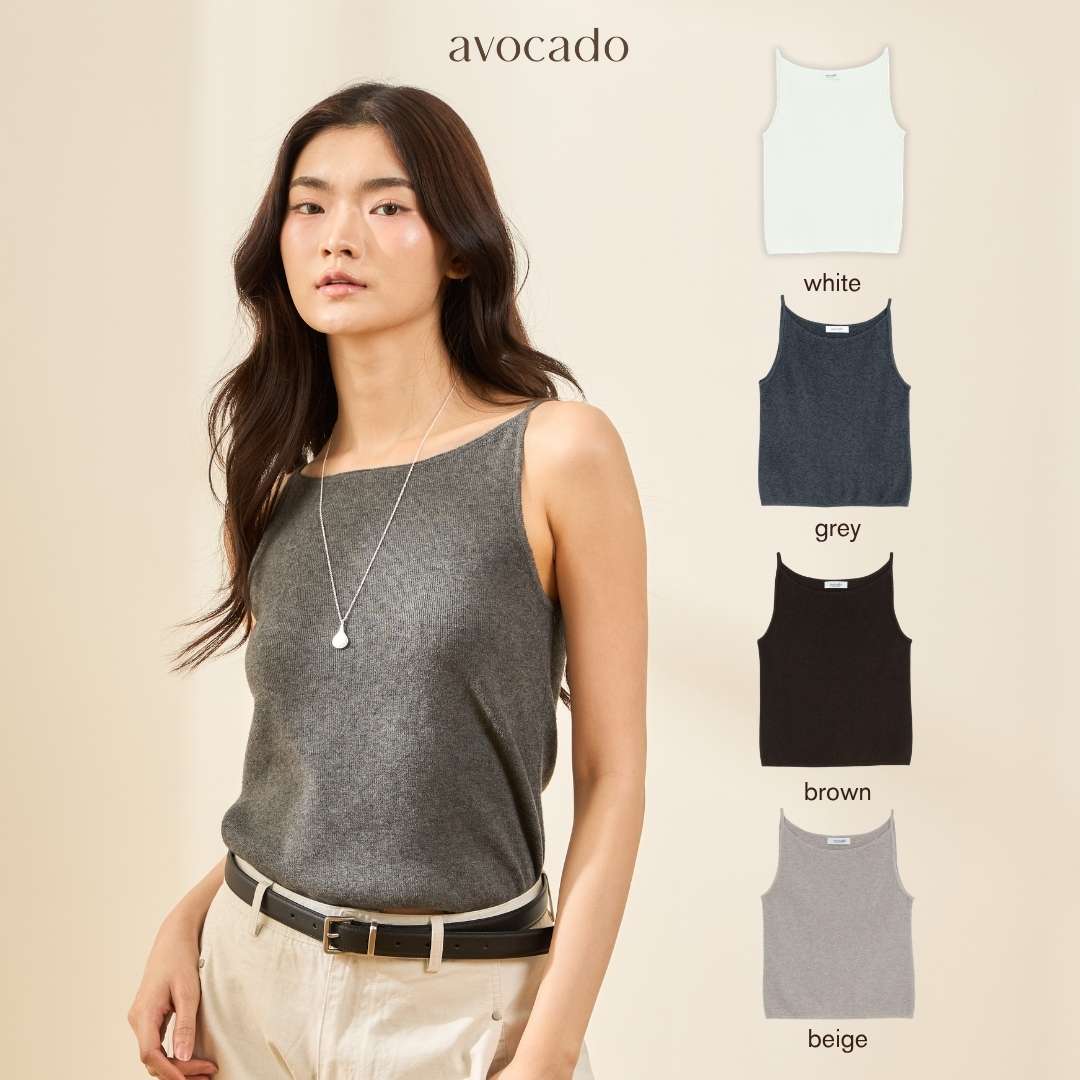 avocado - Cosmos Knit Camisole สายเดี่ยวคอปาด ดีไซน์เรียบง่าย ใส่ได้ทุกวัน