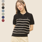 avocado - Tenya Line Tops เสื้อโปโลแขนสั้น ลายทางดีเทลซิปหน้า ผ้าใส่สบาย I มีไซส์อก 38" และ 46"