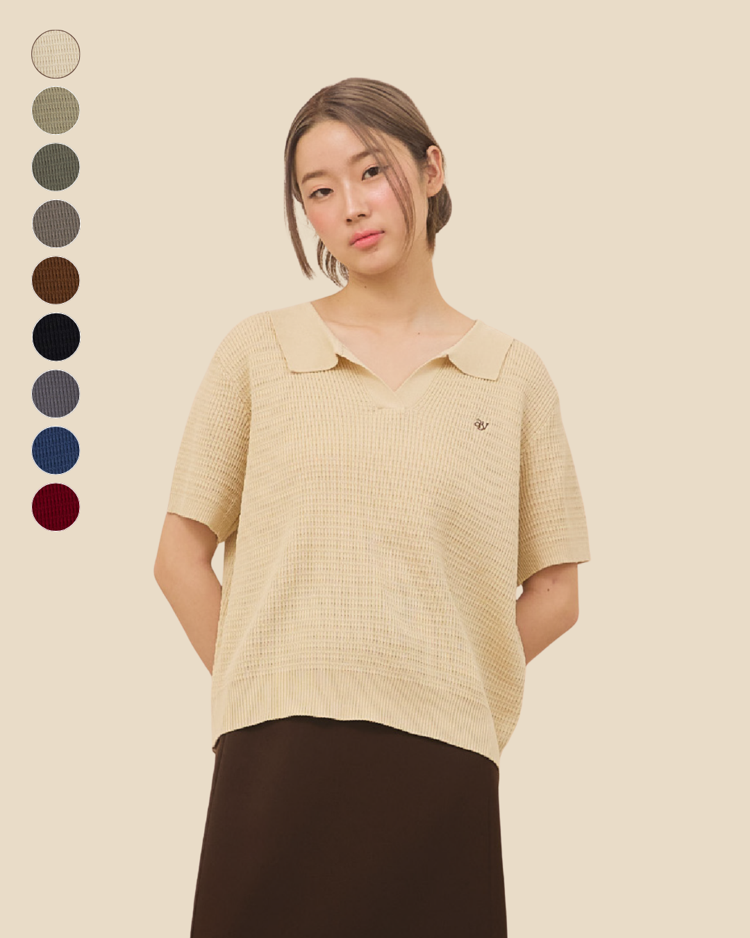 avocado - Lunar Polo Tops เสื้อโปโลแขนสั้น ใส่สบาย ใส่ได้ทุกวัน I อกได้ถึง 52"
