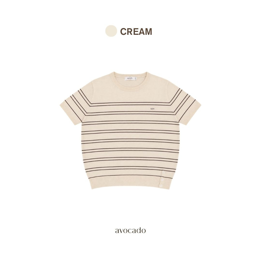 avocado - Linelie knit tops เสื้อยืดแขนสั้นลายทาง เนื้อผ้าไหมพรมเนียนนุ่ม I มี 3 ไซส์