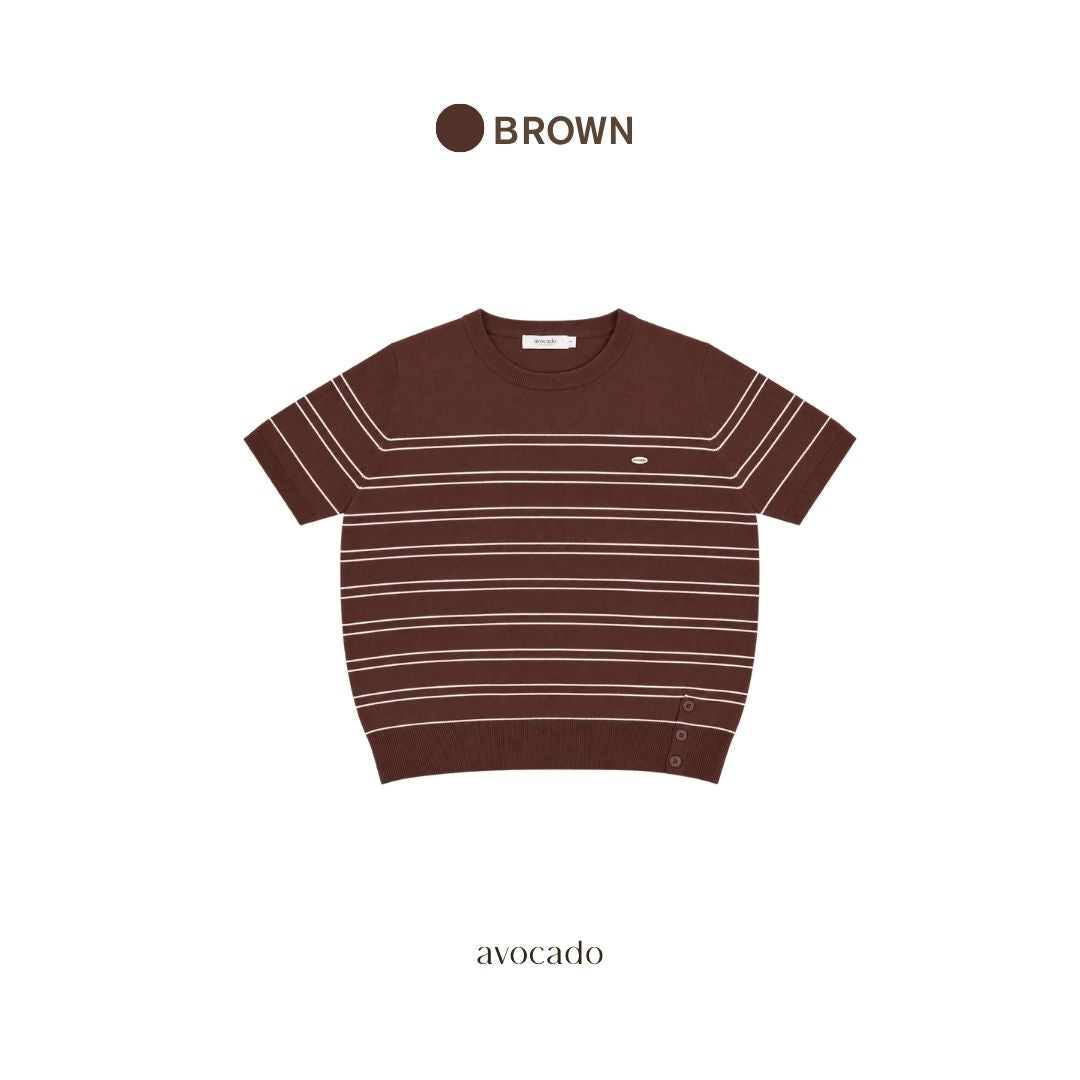 avocado - Linelie knit tops เสื้อยืดแขนสั้นลายทาง เนื้อผ้าไหมพรมเนียนนุ่ม I มี 3 ไซส์