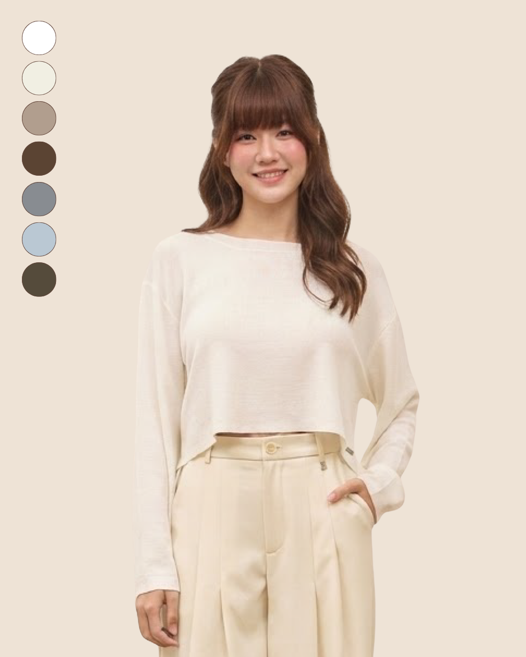 avocado - Jammy Tops เสื้อแขนยาวคอปาดทรงครอป บางเบา ใส่สบาย มี 8 สี