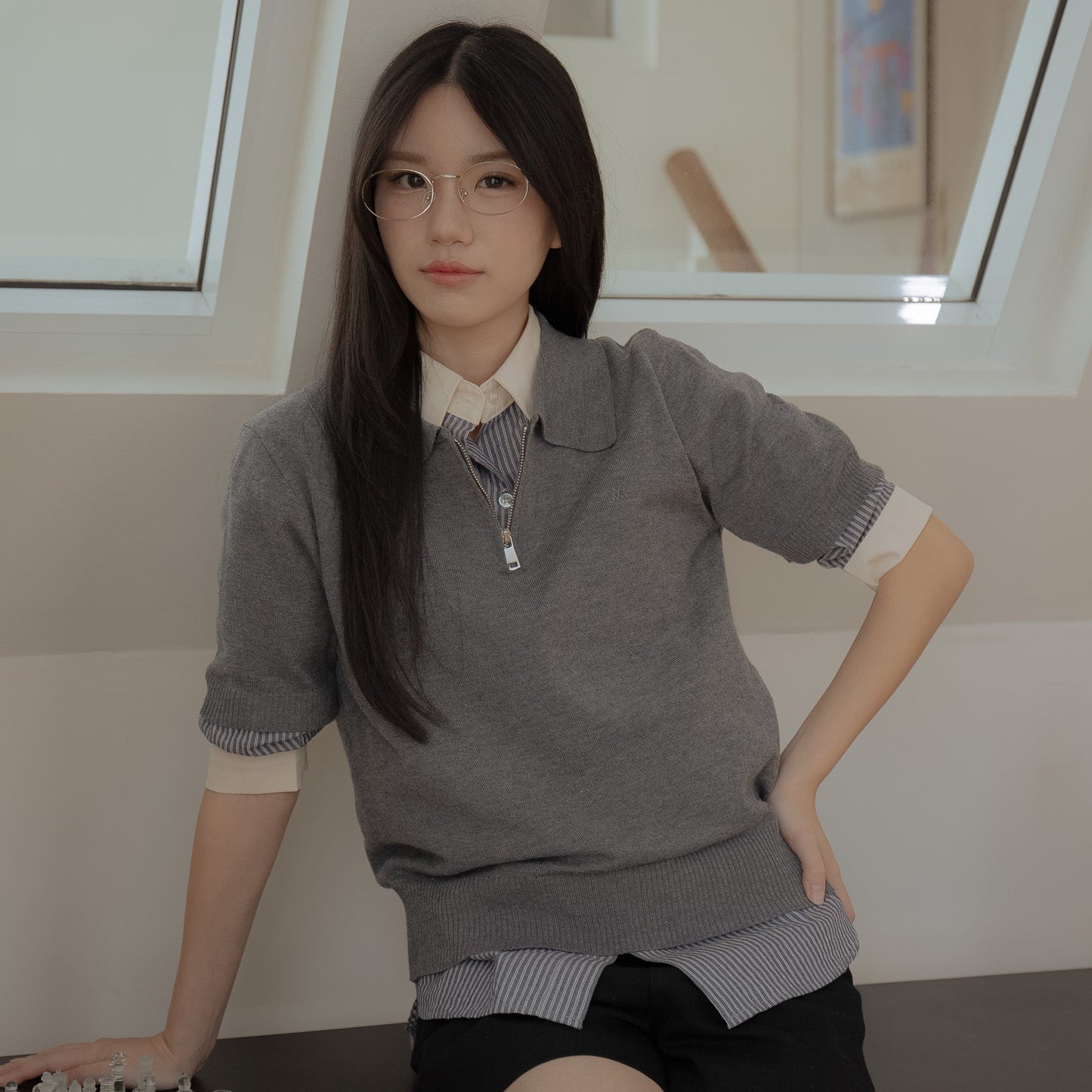 avocado - Tovey Knit Tops เสื้อโปโลสีพื้น ผ้าไหมพรมเนื้อเนียนนุ่ม
