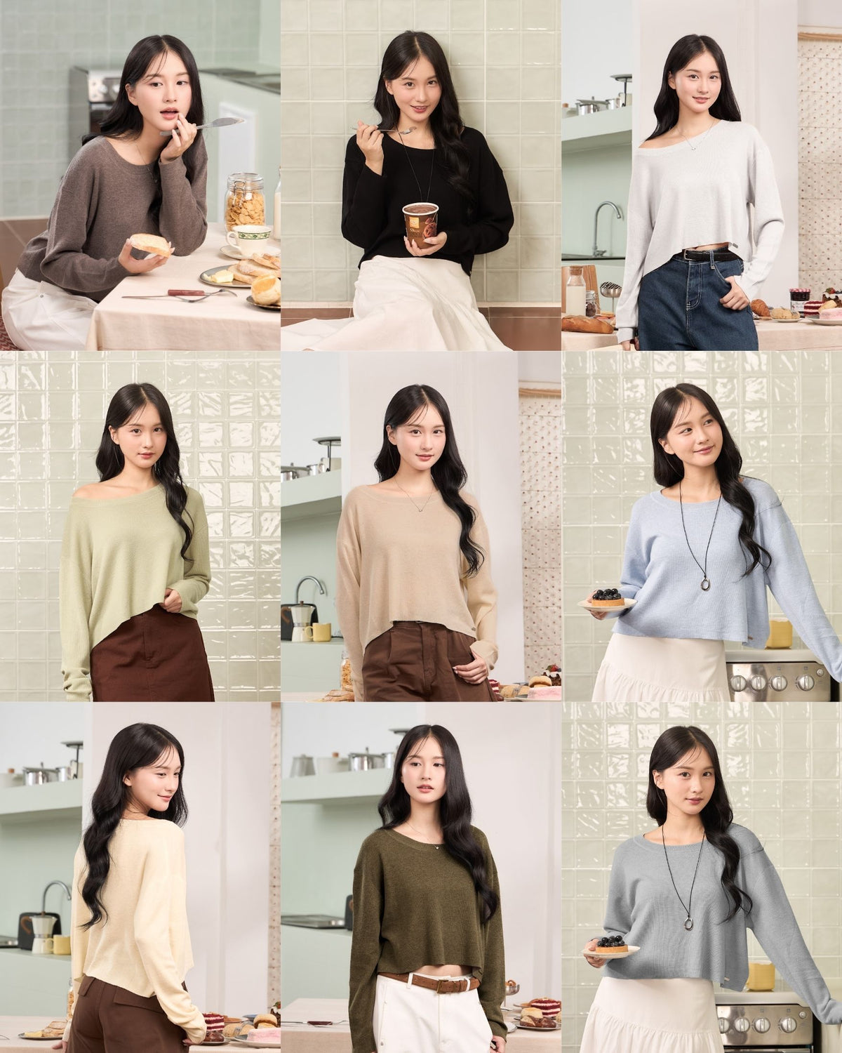 avocado - Jammy Tops เสื้อแขนยาวคอปาดทรงครอป บางเบา ใส่สบาย มี 8 สี