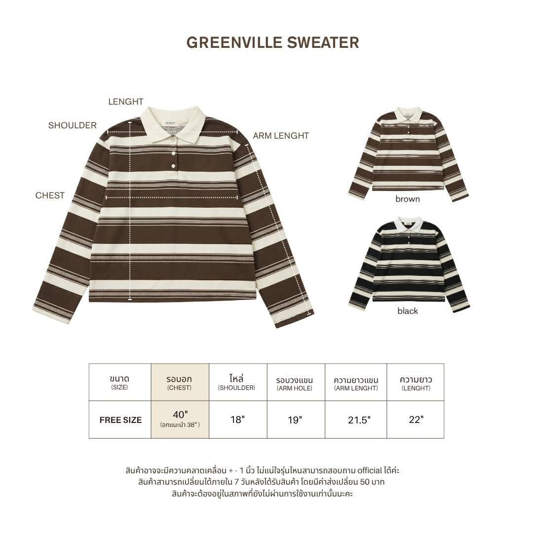 avocado - Greenville Sweater เสื้อสเวตเตอร์คอปก ลายทาง ผ้านุ่ม
