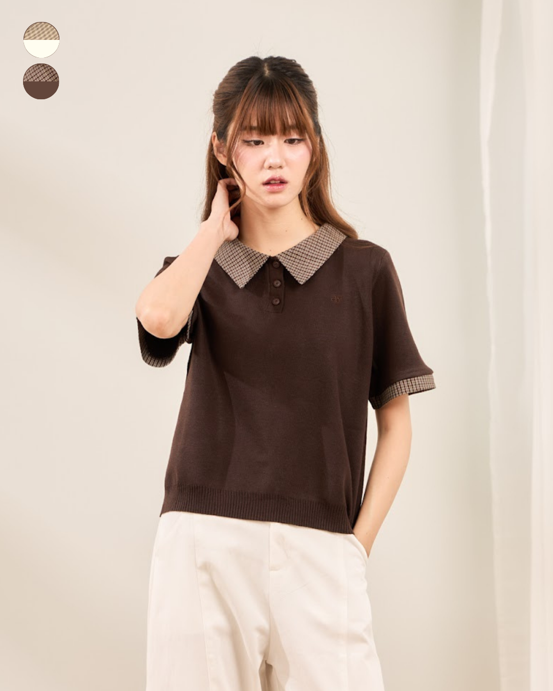 avocado - Ridery Polo Shirt เสื้อโปโลตกแต่งคอปกผ้าลายสก็อต