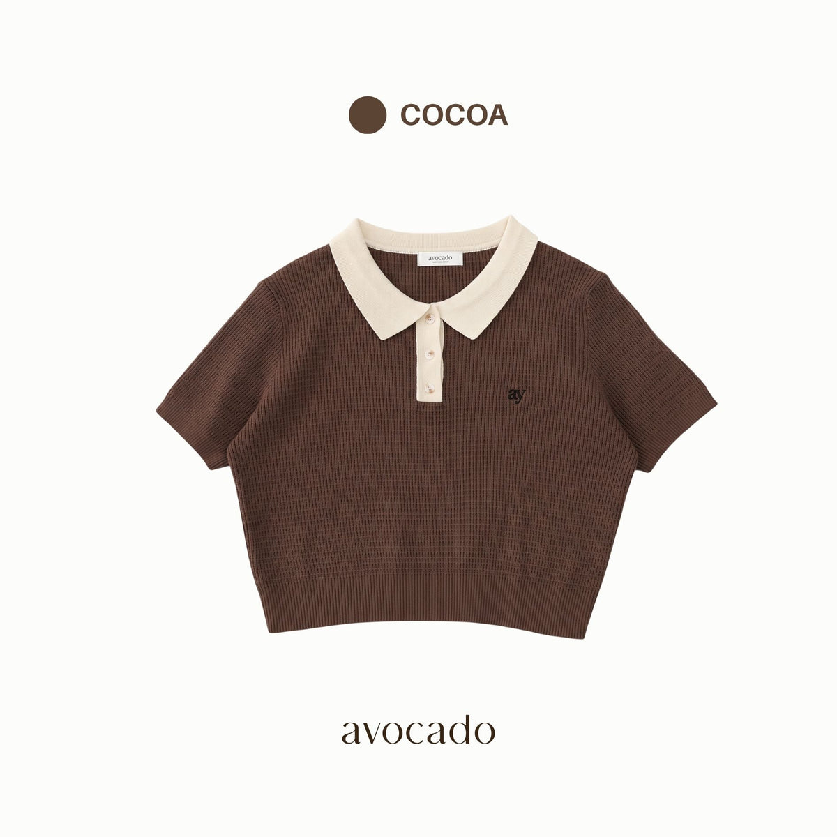 avocado - Shadow Shade Polo Tops เสื้อโปโลทรงครอป ยืดได้เยอะ ไม่ต้องรีด
