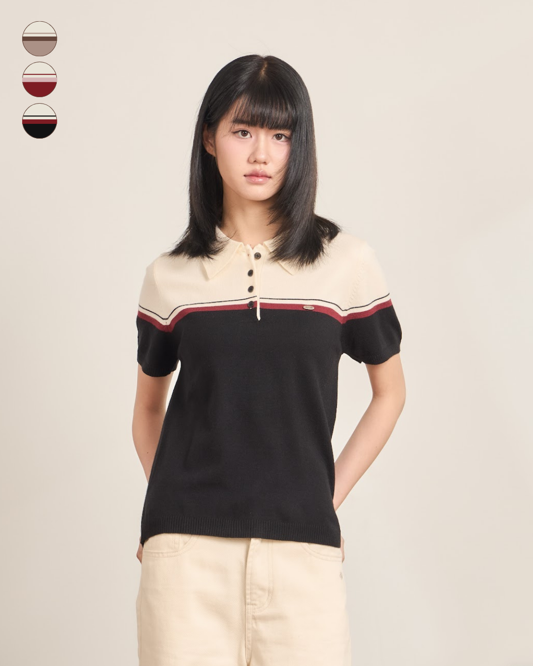 avocado -  Lira Knit Polo เสื้อโปโลคอกระดุมทูโทน