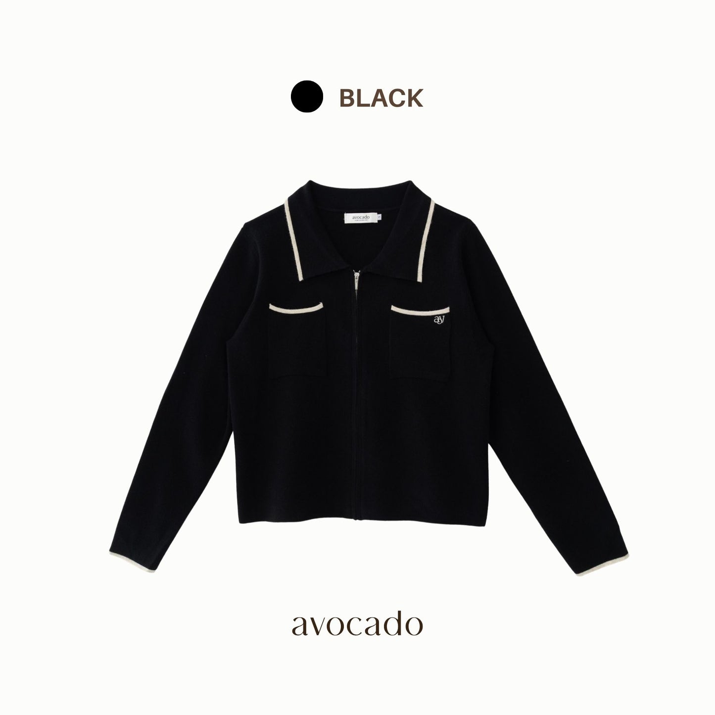 avocado - Powder Two Cardigan เสื้อคาร์ดิแกนไหมพรมคาร์ดิแกนซิปหน้า