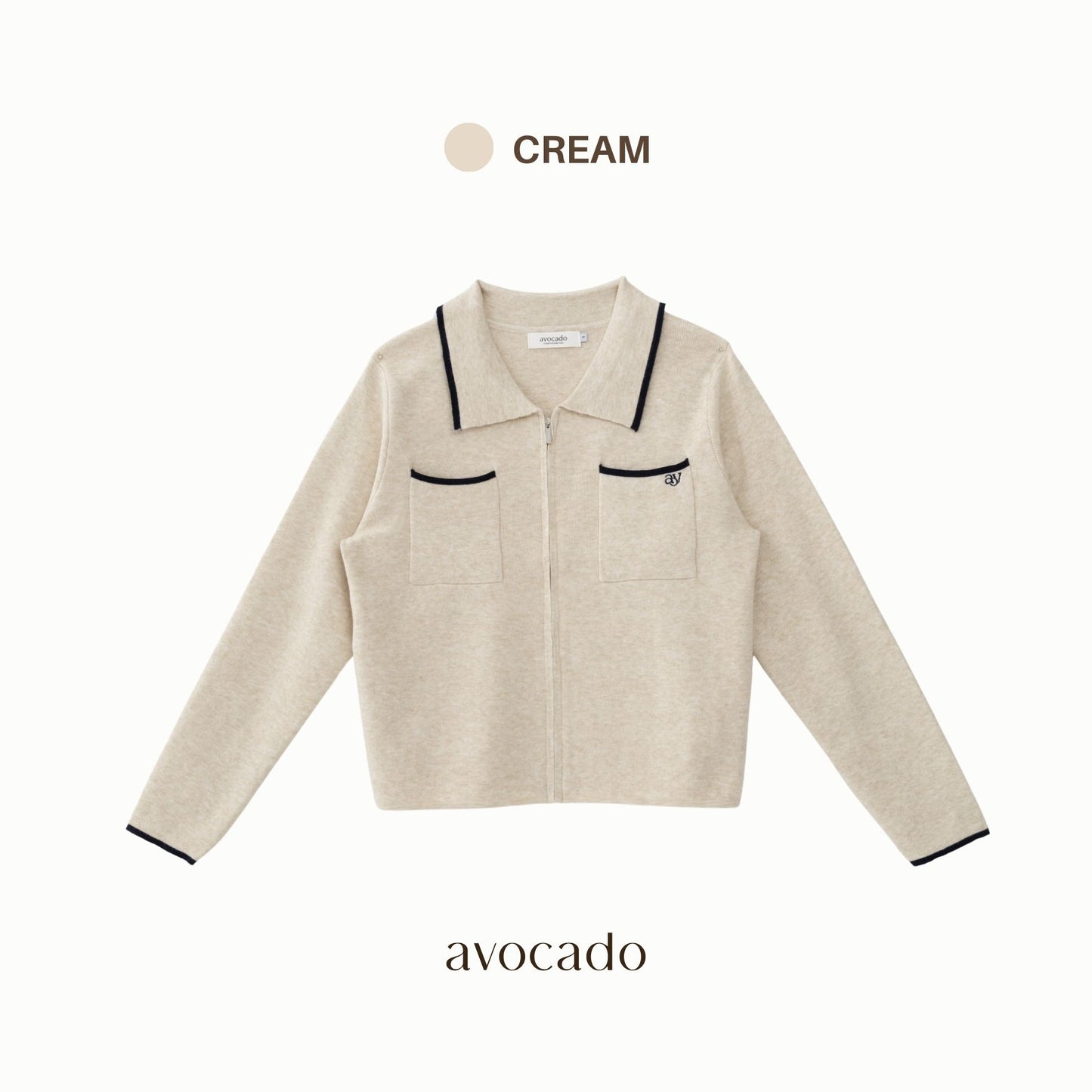 avocado - Powder Two Cardigan เสื้อคาร์ดิแกนไหมพรมคาร์ดิแกนซิปหน้า