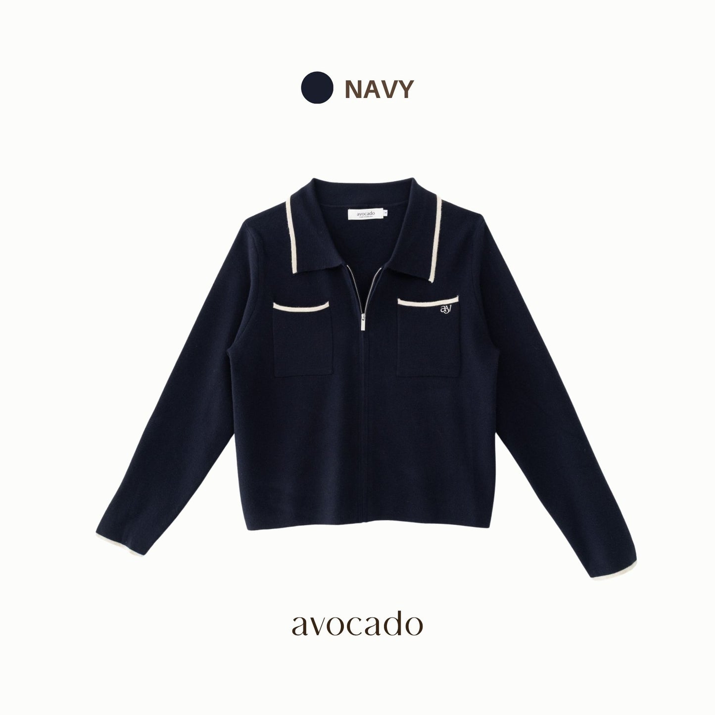 avocado - Powder Two Cardigan เสื้อคาร์ดิแกนไหมพรมคาร์ดิแกนซิปหน้า