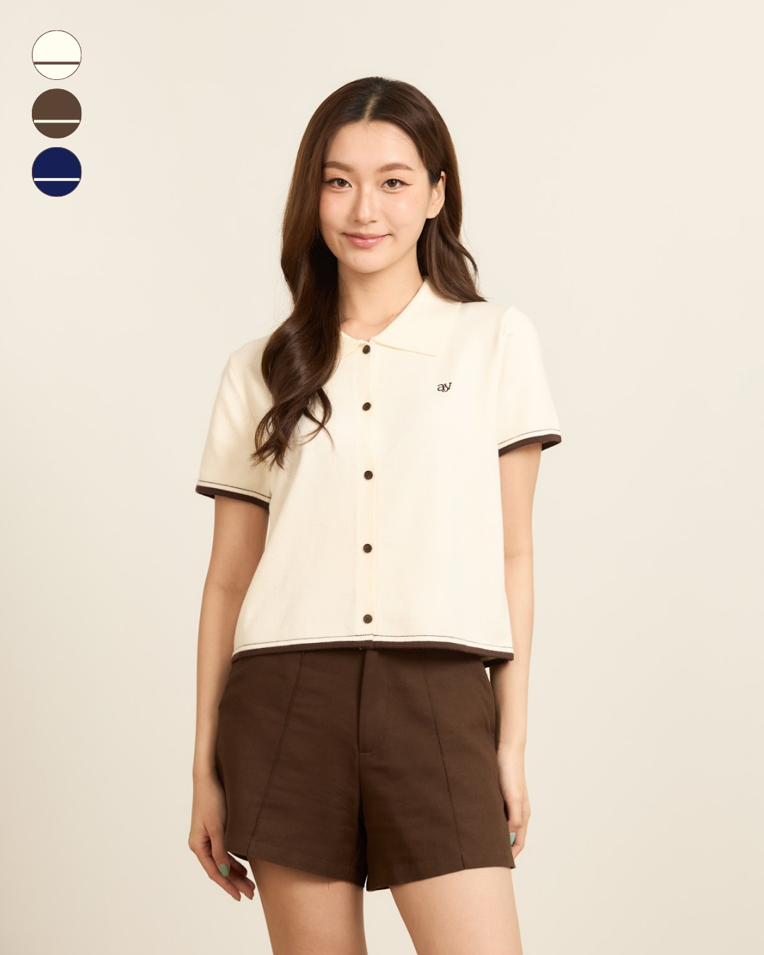 avocado - Airy-ann Crop Polo เสื้อโปโลครอปทูโทน