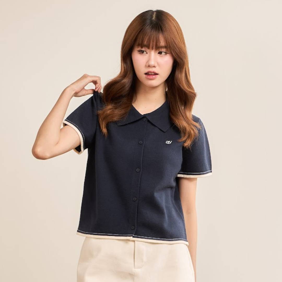 avocado - Airy-ann Crop Polo เสื้อโปโลครอปทูโทน