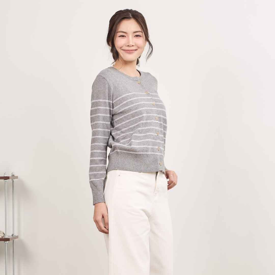 avocado - Nina line cardigan คาร์ดิแกนลายทาง เนื้อผ้าไหมพรม