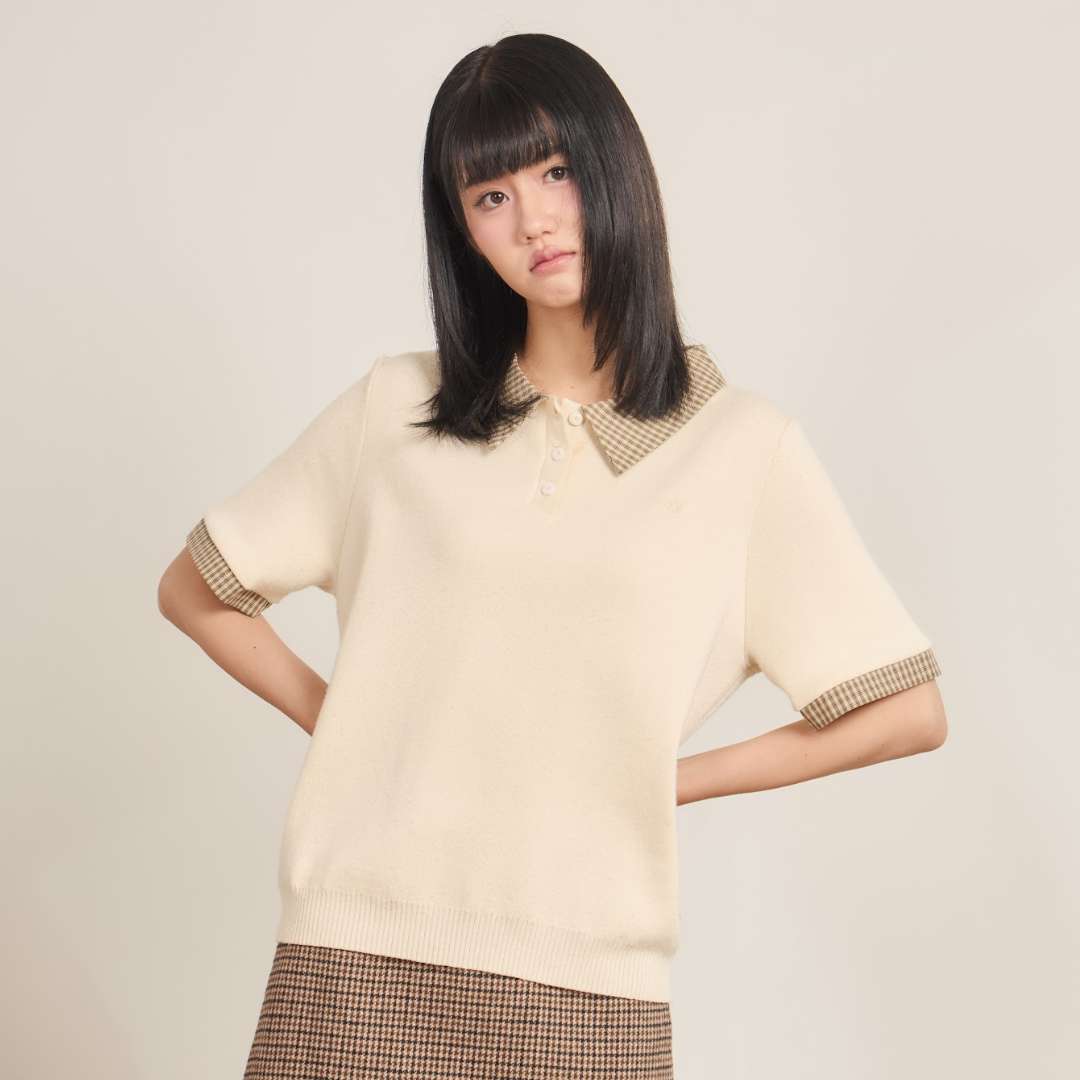 avocado - Ridery Polo Shirt เสื้อโปโลตกแต่งคอปกผ้าลายสก็อต