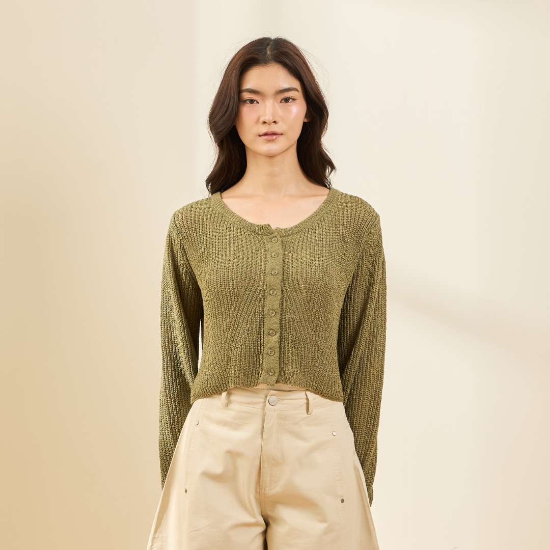 avocado - Promise Knit Cardigan เสื้อคาร์ดิแกนทรงครอปถักโครเชต์ ผ้าบาง ใส่สบาย