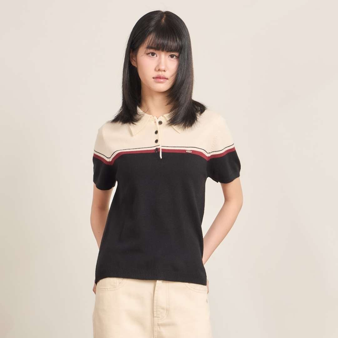 avocado -  Lira Knit Polo เสื้อโปโลคอกระดุมทูโทน