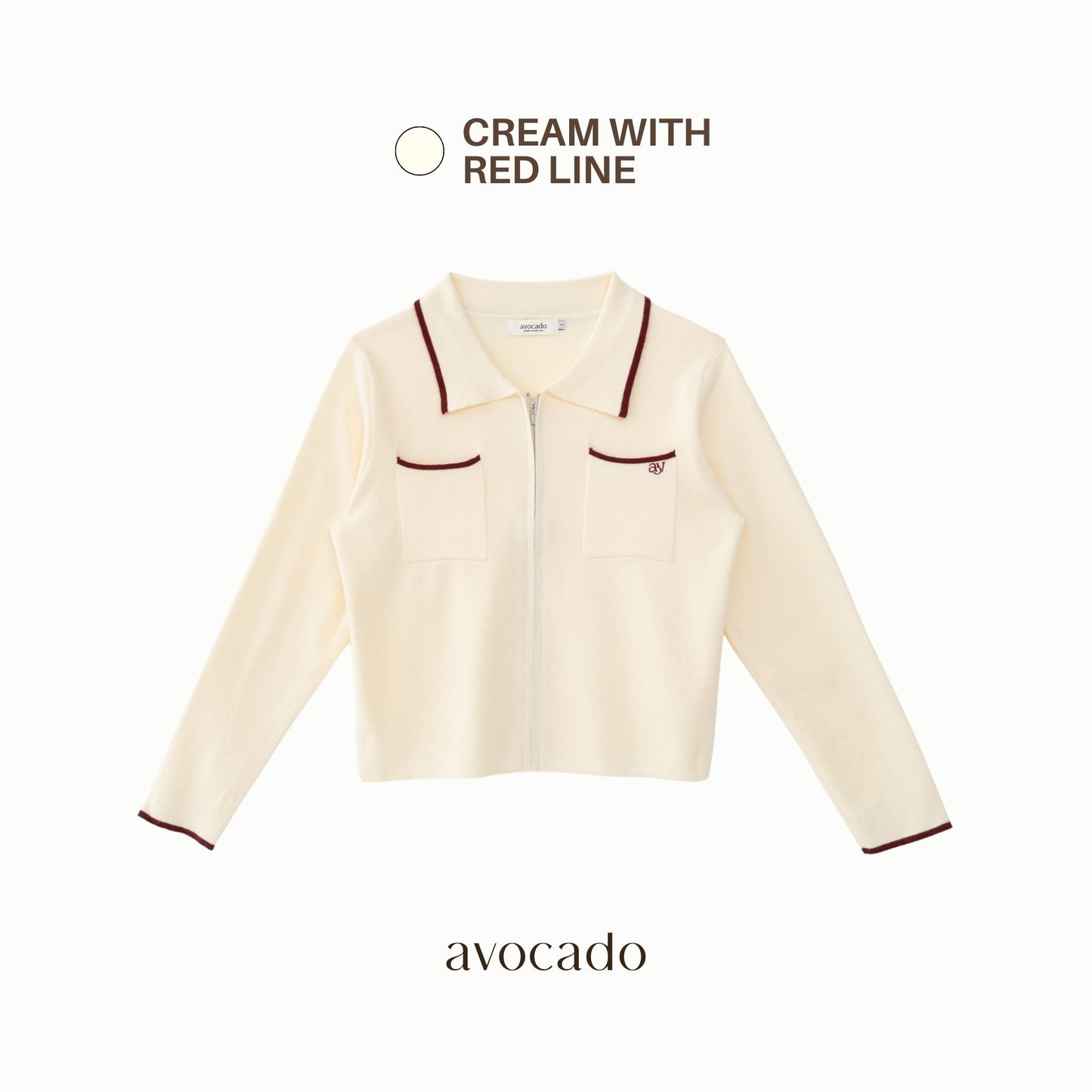 avocado - Powder Two Cardigan เสื้อคาร์ดิแกนไหมพรมคาร์ดิแกนซิปหน้า