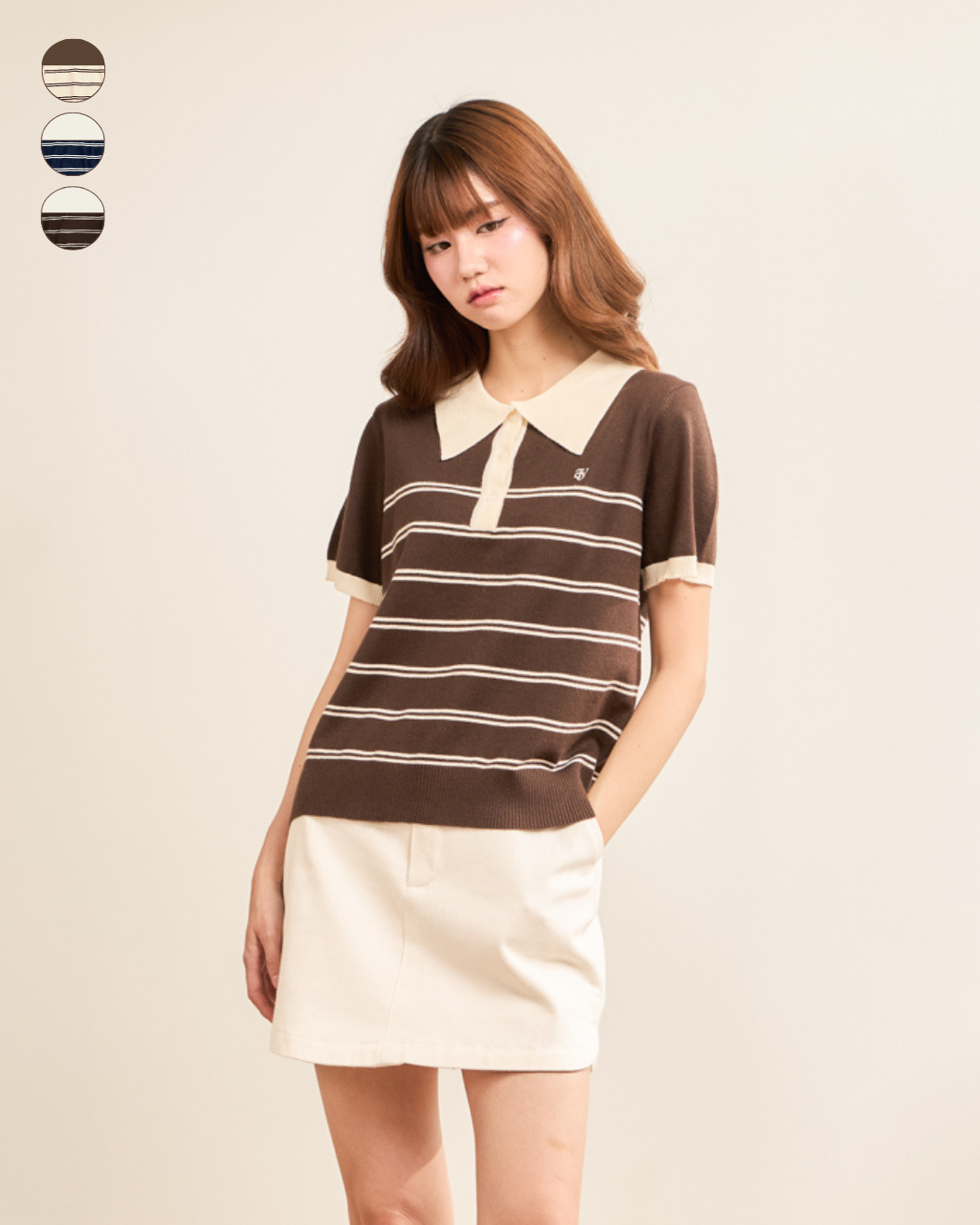 avocado - Ease-ful Polo Top เสื้อโปโลลายทางคอปกทูโทน เบสิค แมตช์ง่าย