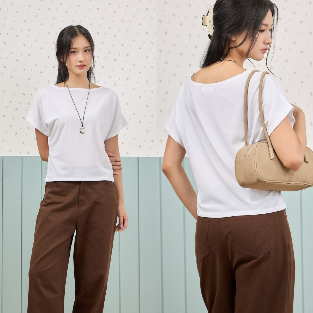 avocado - Aster top เสื้อยืดเบสิค ทรงคอปาด ดีไซน์เก็บเอวเข้า แมตช์ง่าย I มี 2 ไซส์
