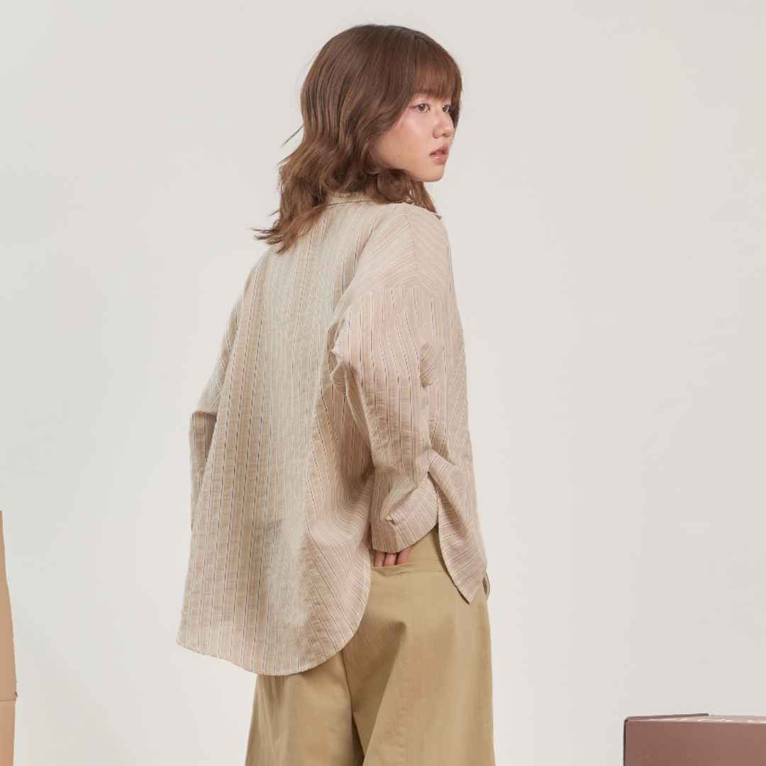 avocado - Cubi Line Shirt เสื้อเชิ้ตลายทางทรง Oversize เนื้อผ้าบางเบา