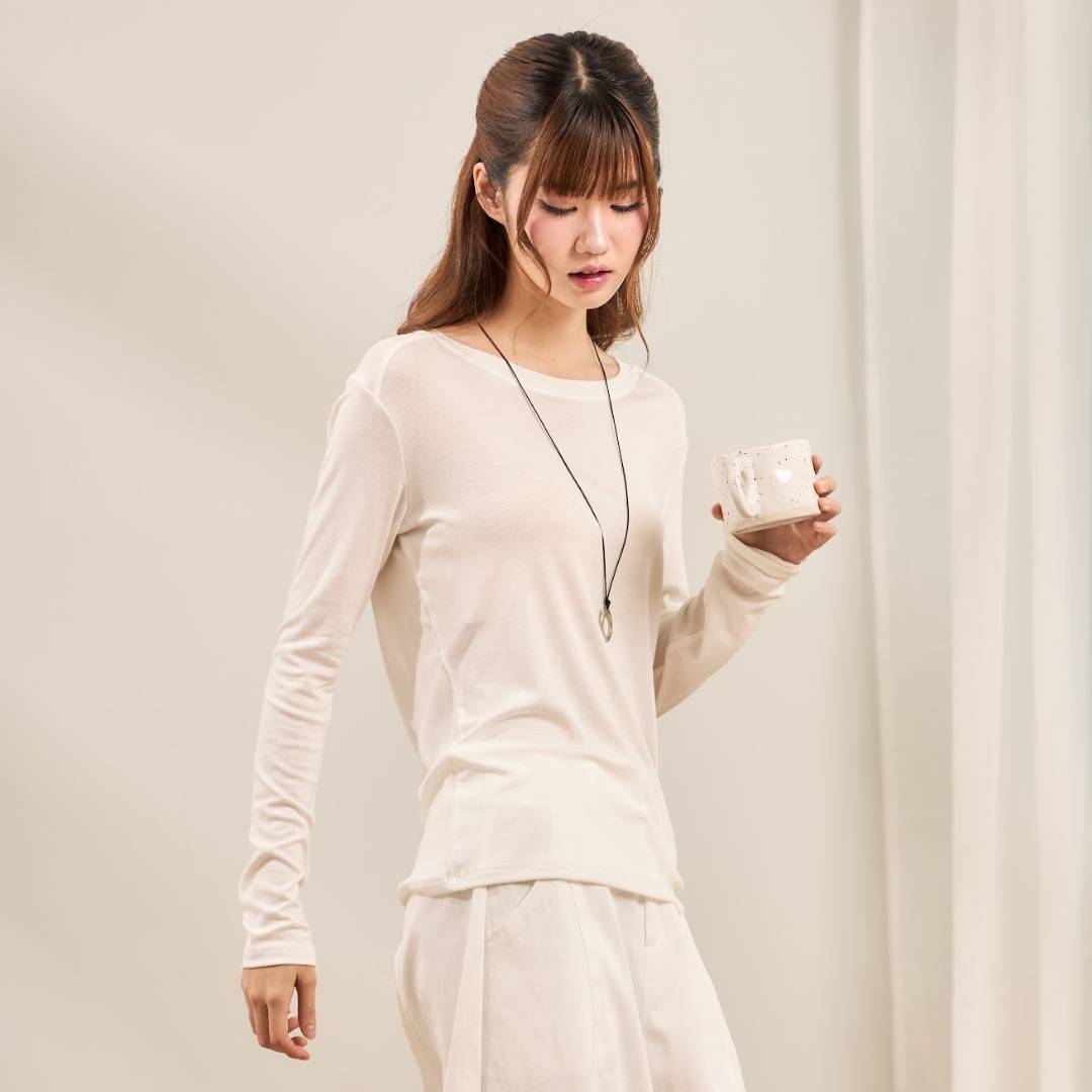 avocado - Ribbon Soft Tops เสื้อแขนยาว เนื้อผ้าเบา โปร่ง ใส่สบาย