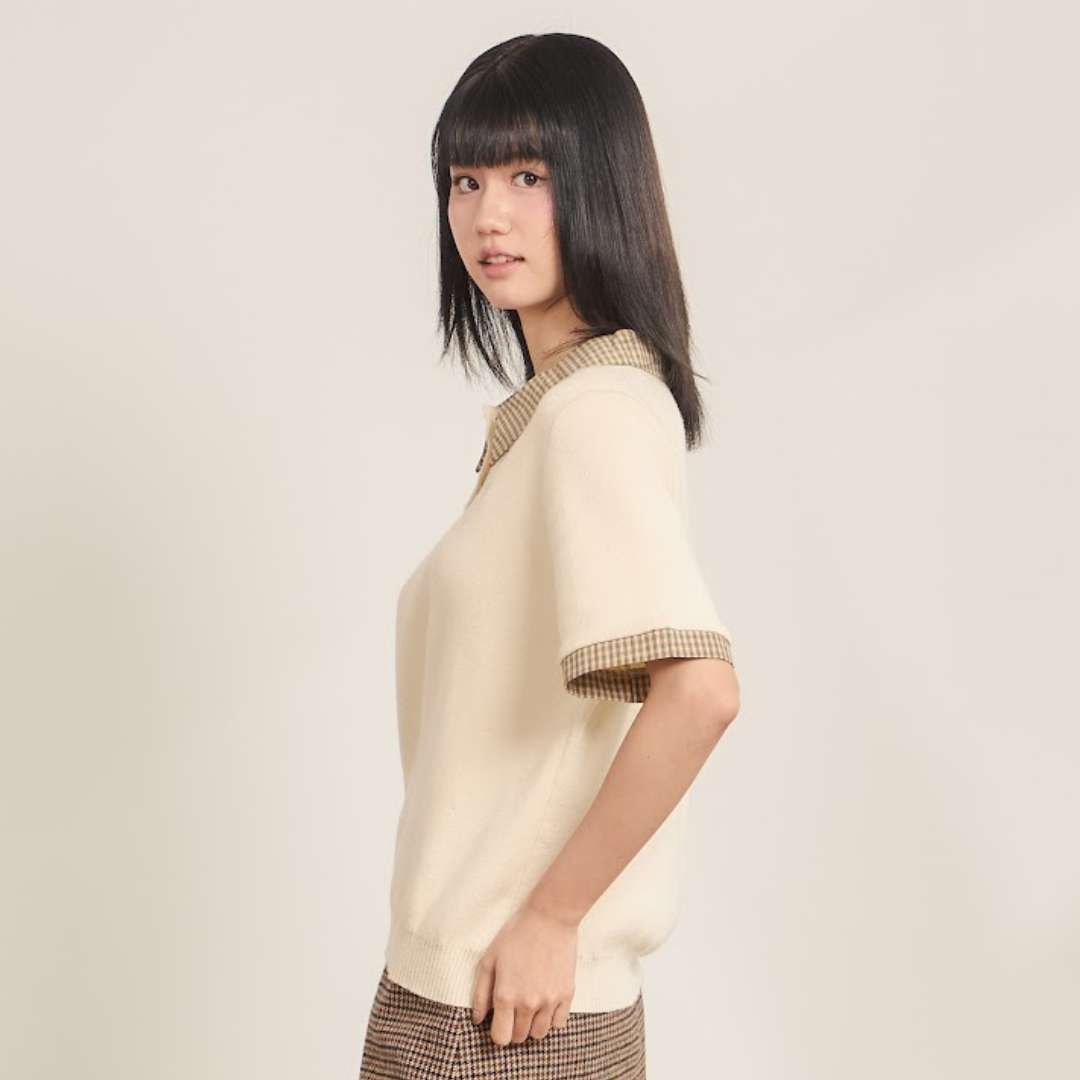 avocado - Ridery Polo Shirt เสื้อโปโลตกแต่งคอปกผ้าลายสก็อต