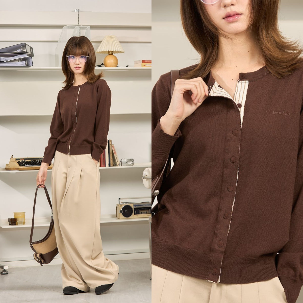 avocado - Geni Knit Cardigan เสื้อคาร์ดิแกน แต่งขอบสาบกระดุมลายทาง I มี 3 ไซส์