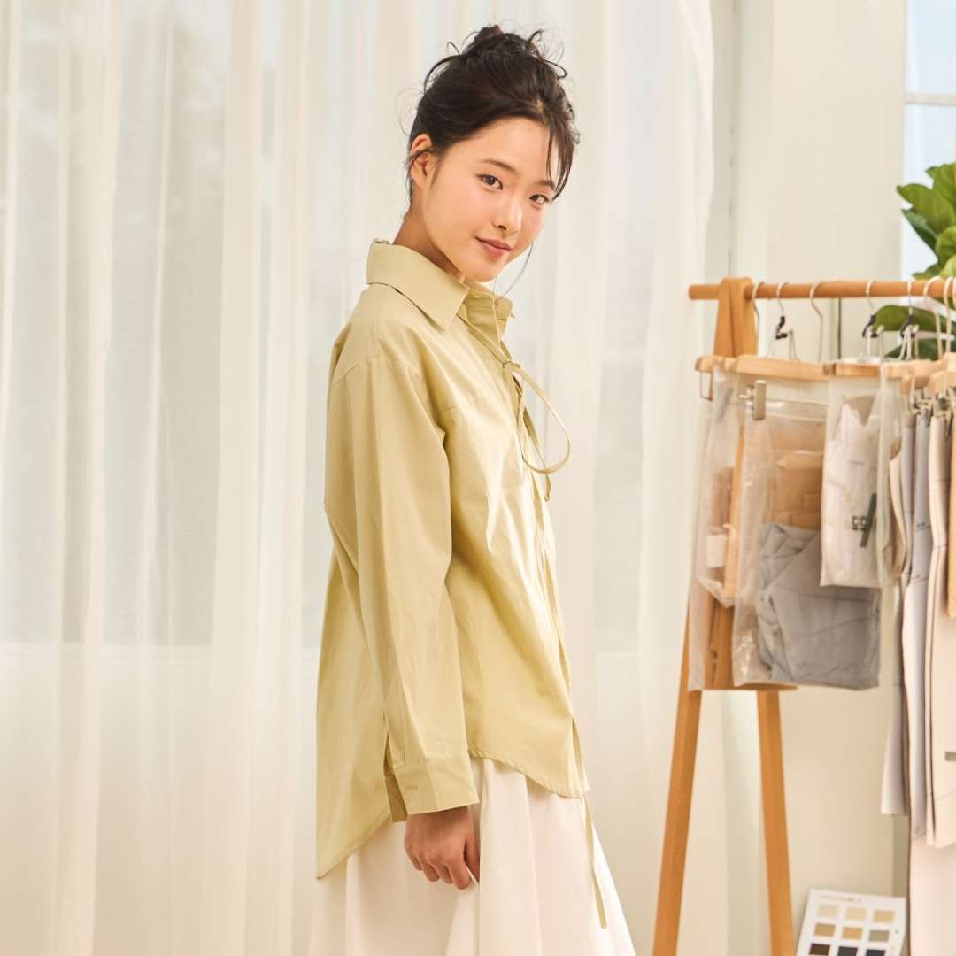avocado - Nerra Shirt เสื้อเชิ้ตเนื้อผ้าธรรมชาติ แต่งดีเทลเชือก แมตช์ได้หลายลุค