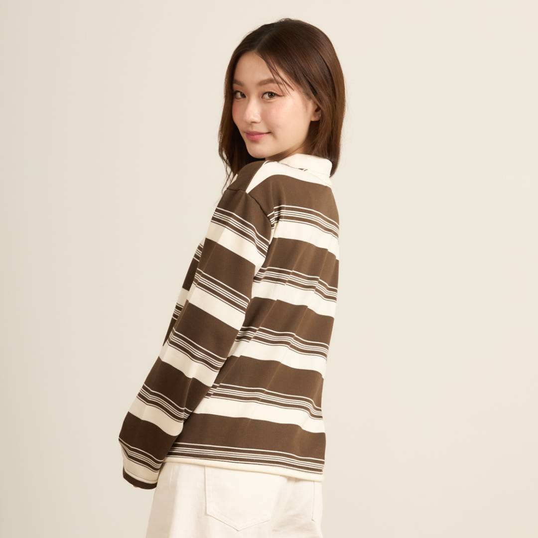 avocado - Greenville Sweater เสื้อสเวตเตอร์คอปก ลายทาง ผ้านุ่ม