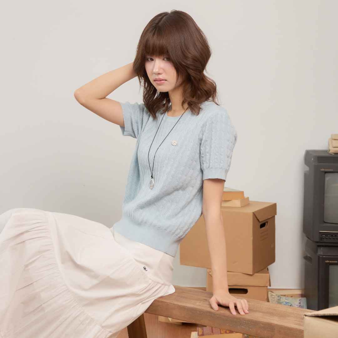 avocado - Che rie knit top เสื้อไหมพรมลายเปีย ผ้านุ่ม มี 2 ไซส์