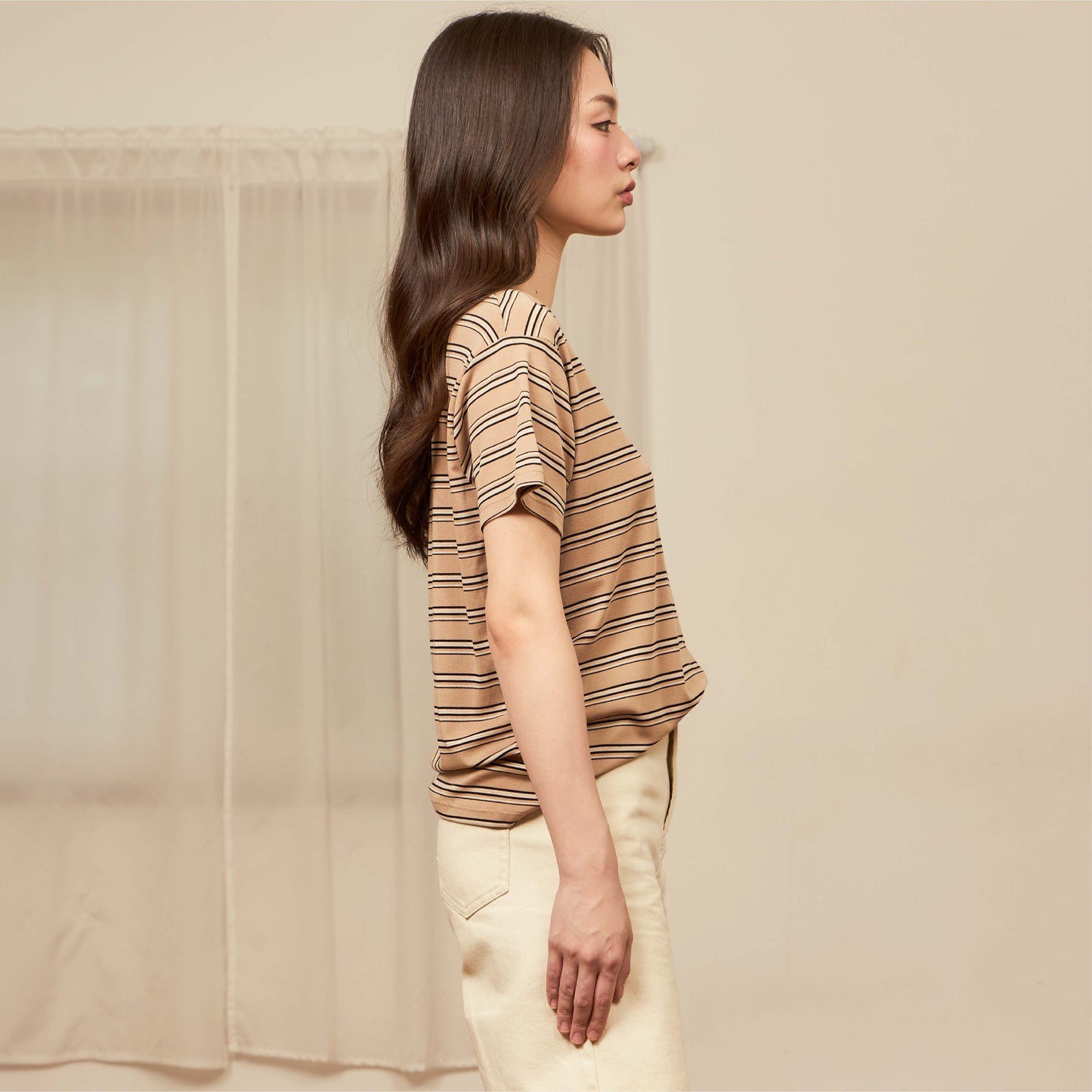avocado - akita line tee เสื้อยืดลายทางผ้า Spandex นุ่มเด้ง ใส่สบาย I มีไซส์อก 40" และ 44"