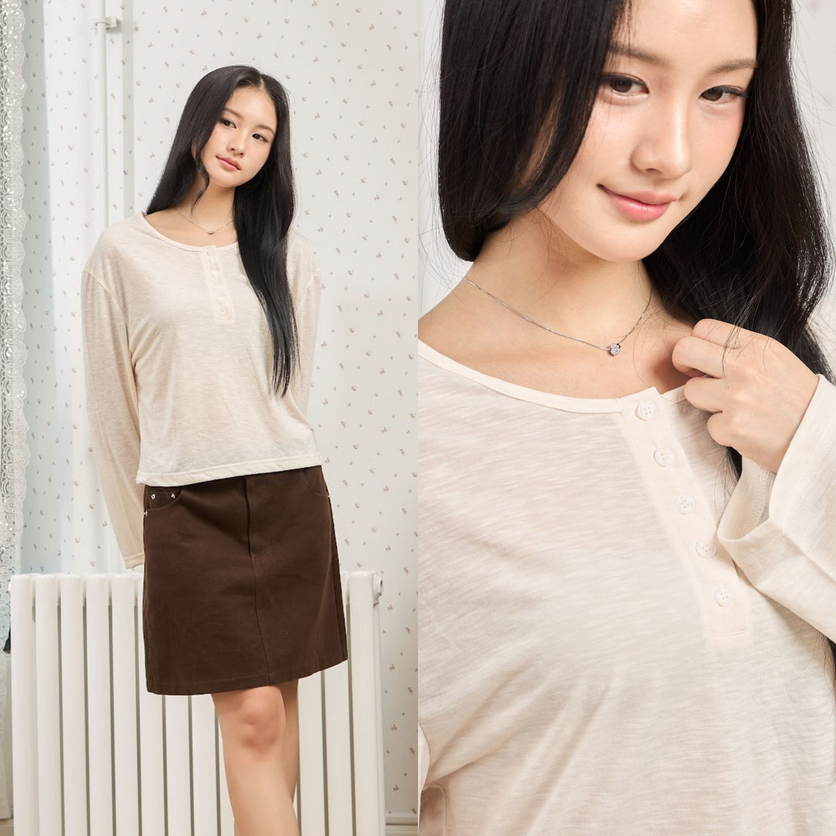 avocado - Air rin Top เสื้อแขนยาวแต่งกระดุมหน้า เนื้อผ้าใส่สบาย แมตช์ง่าย