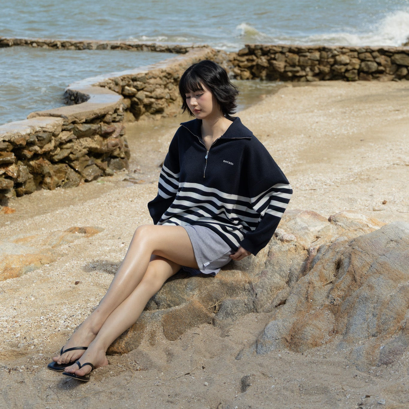 avocado - Galley Zip Sweater สเวตเตอร์ไหมพรม