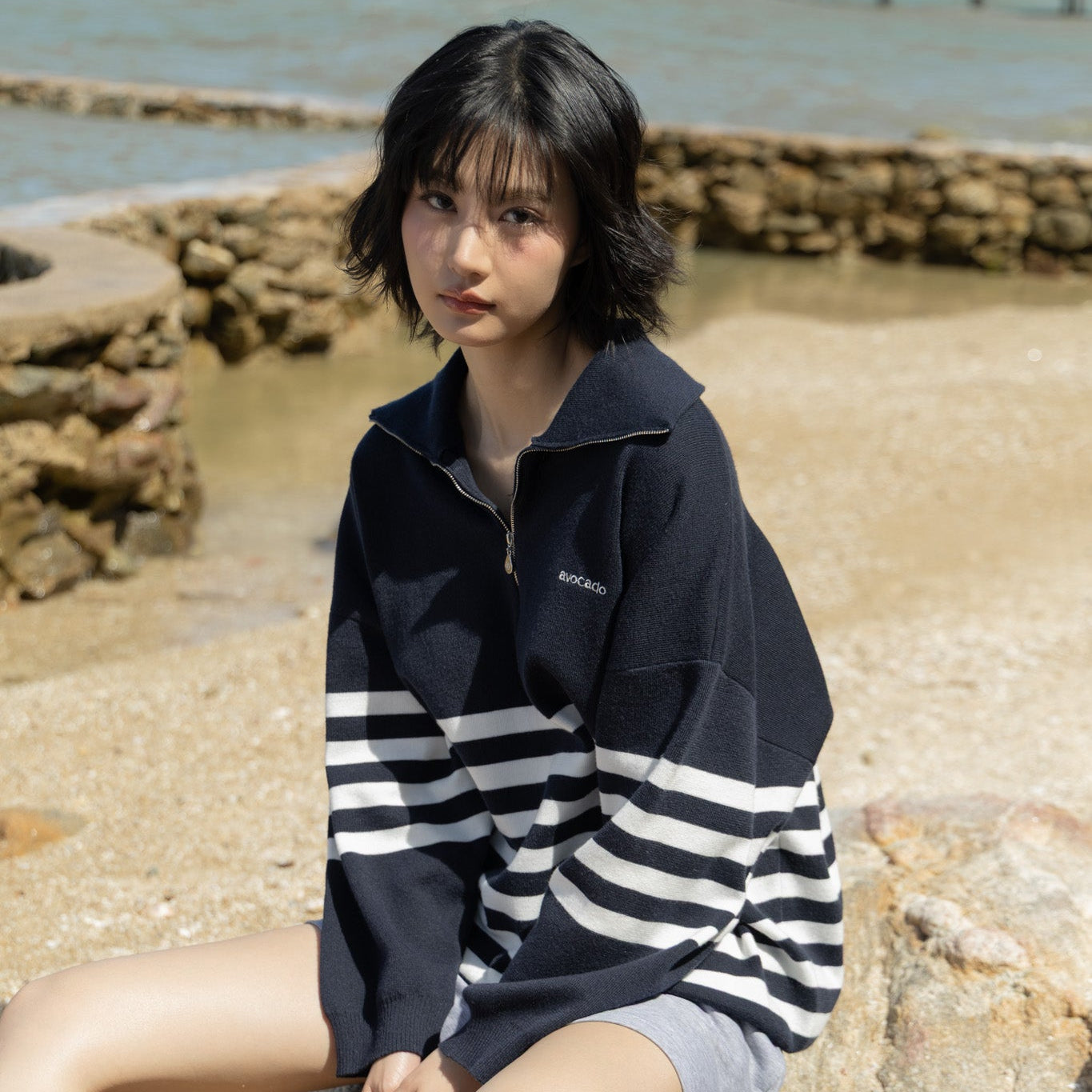 avocado - Galley Zip Sweater สเวตเตอร์ไหมพรม