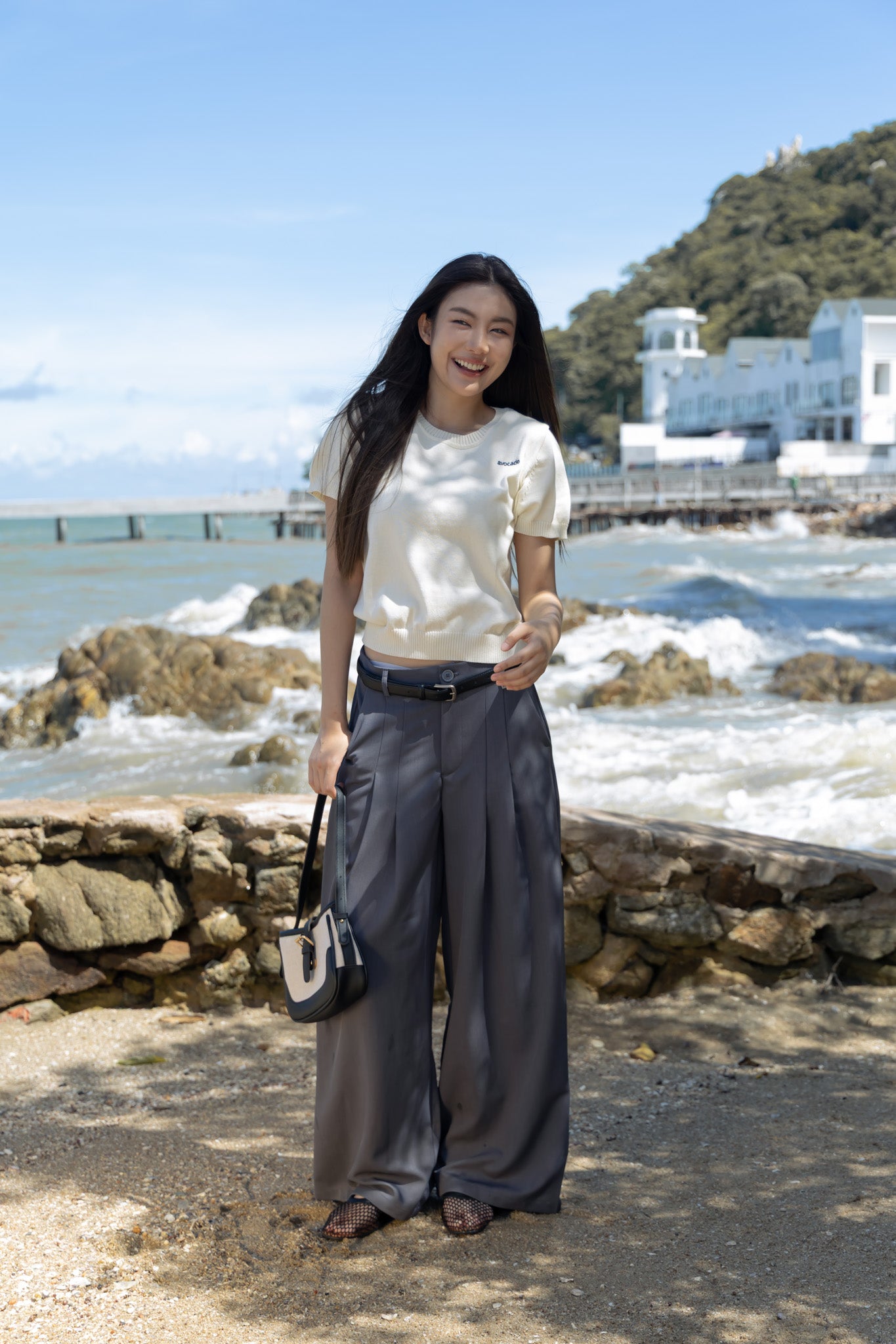 avocado - Royal Trouser กางเกงเอวต่ำทรงกระบอกใหญ่