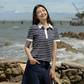 avocado - Petty Polo เสื้อโปโลคอปกลายทาง ดีเทลกระดุมลายกระ