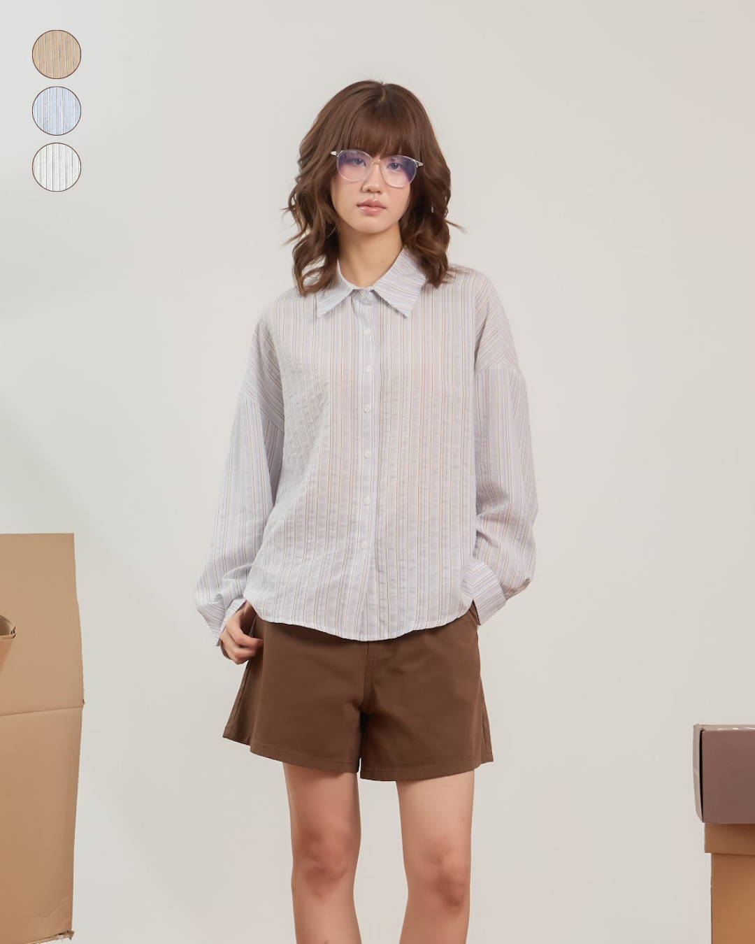 avocado - Cubi Line Shirt เสื้อเชิ้ตลายทางทรง Oversize เนื้อผ้าบางเบา